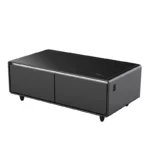 Table Basse Intelligente Noir – Réfrigérateur et haut-parleurs Bluetooth Intégrées